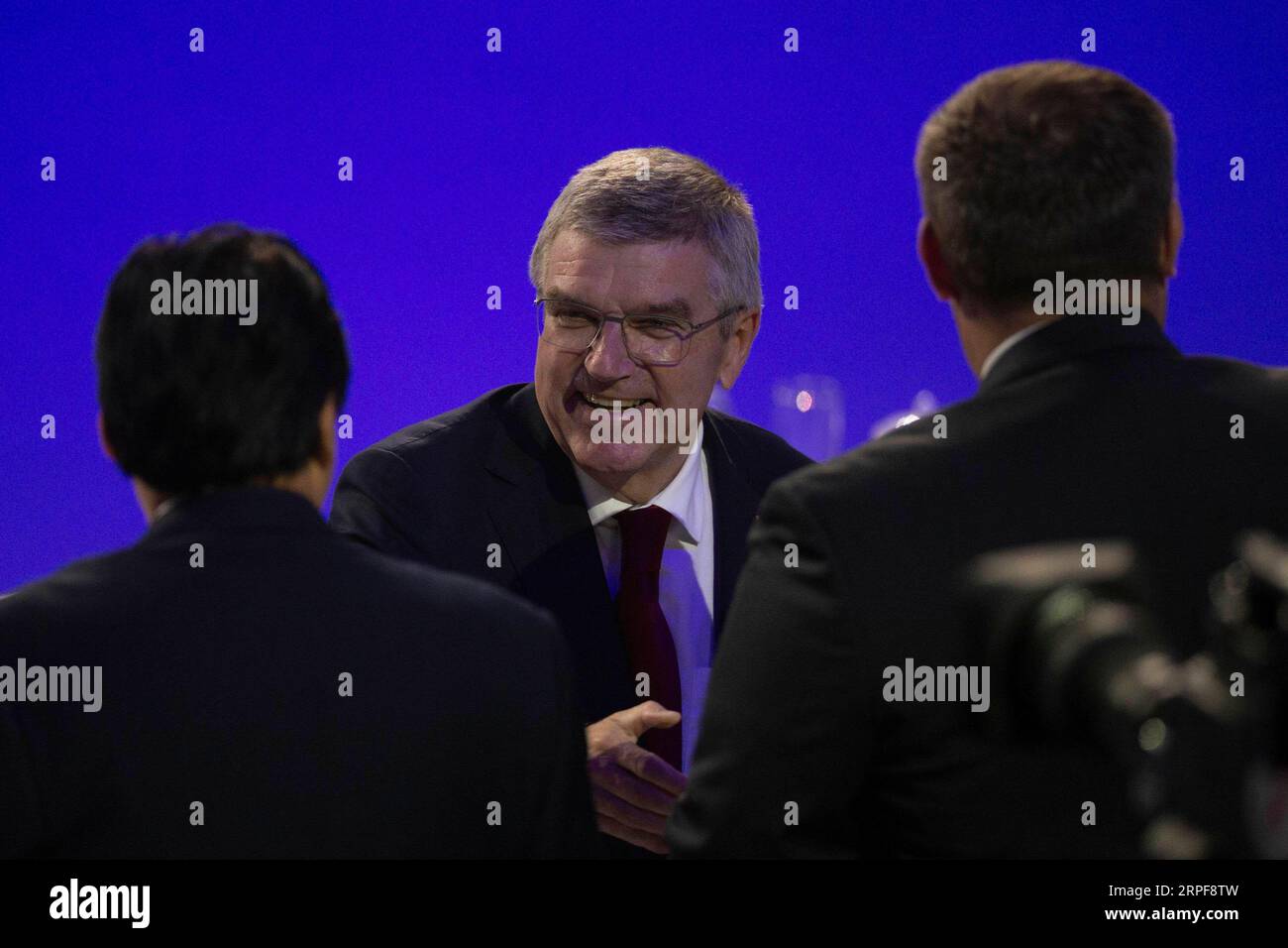 (190917) -- BEIJING, Sept. 17, 2019 -- IOC President Thomas Bach is seen before the Beijing 2022 Olympic and Paralympic Winter Games mascot launch ceremony in Beijing, capital of China, Sept. 17, 2019. ) (SP)CHINA-BEIJING-2022 OLYMPIC AND PARALYMPIC WINTER GAMES MASCOTS-LAUNCH (CN) LixMing PUBLICATIONxNOTxINxCHN Stock Photo