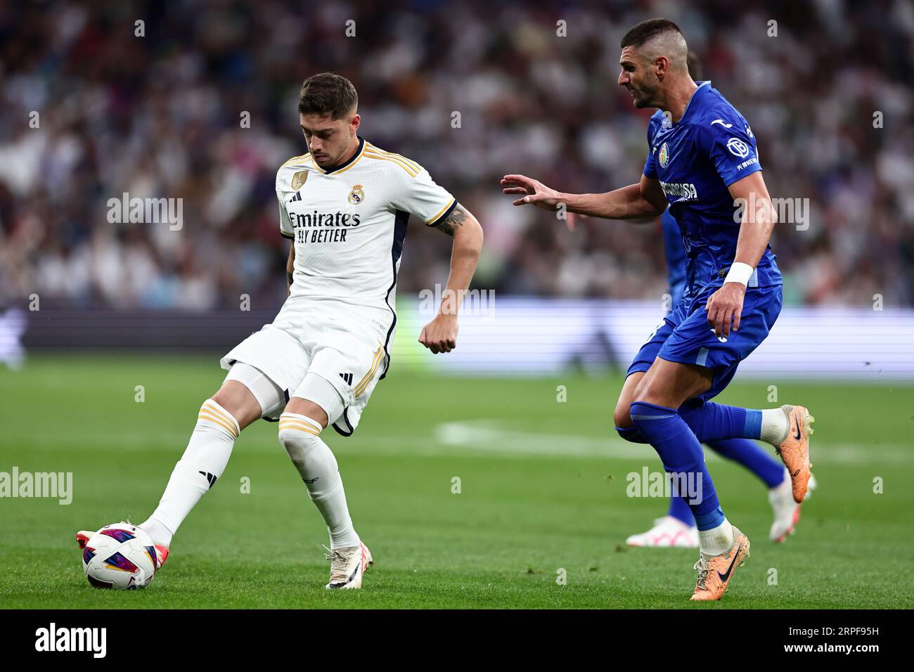 of #2  the La Liga match beetween Real Madrid Cf and Getafe Fc at Santiago Bernabeu Stadium on September 3, 2023 in Madrid  Spain . Stock Photo