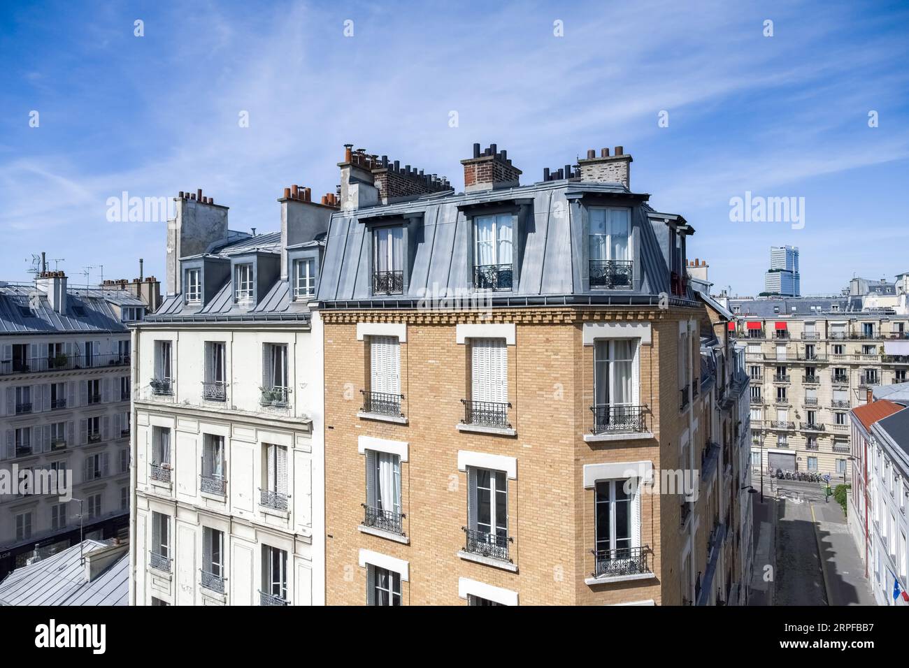 Paris, typical facades, and the new courthouse, the Palais de justice in background Stock Photo