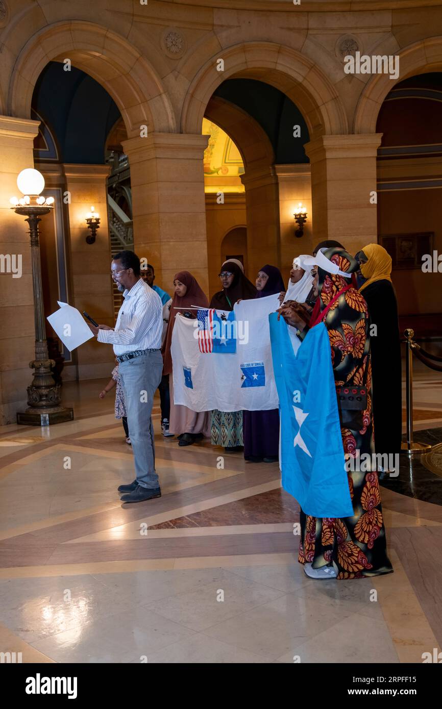 St. Paul, Minnesota. State capitol. Rally to raise awareness about the human rights violations taking place in las Anod, Somalia. Stock Photo