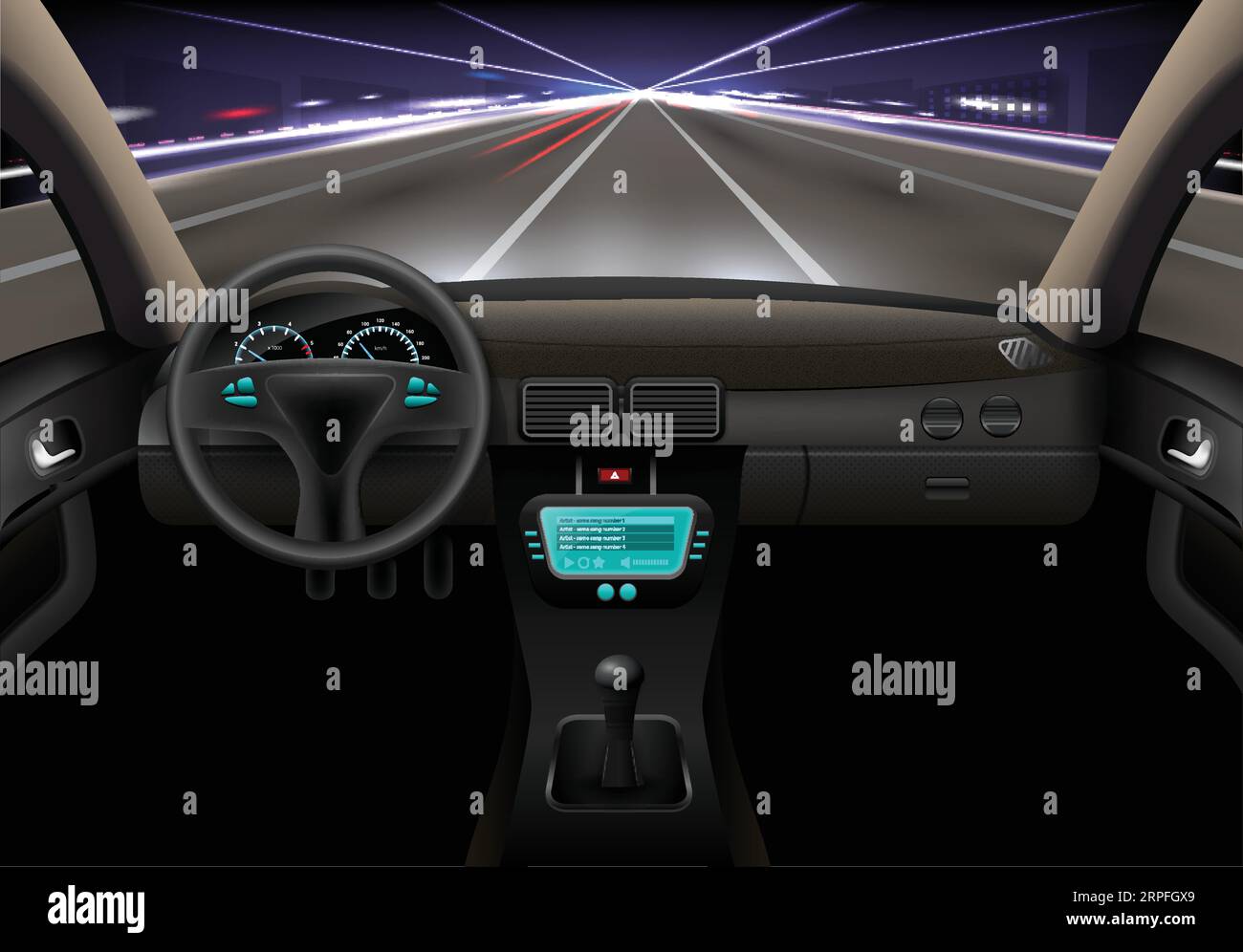 Car interior night Royalty Free Vector Image Stock Vector Image & Art Alamy