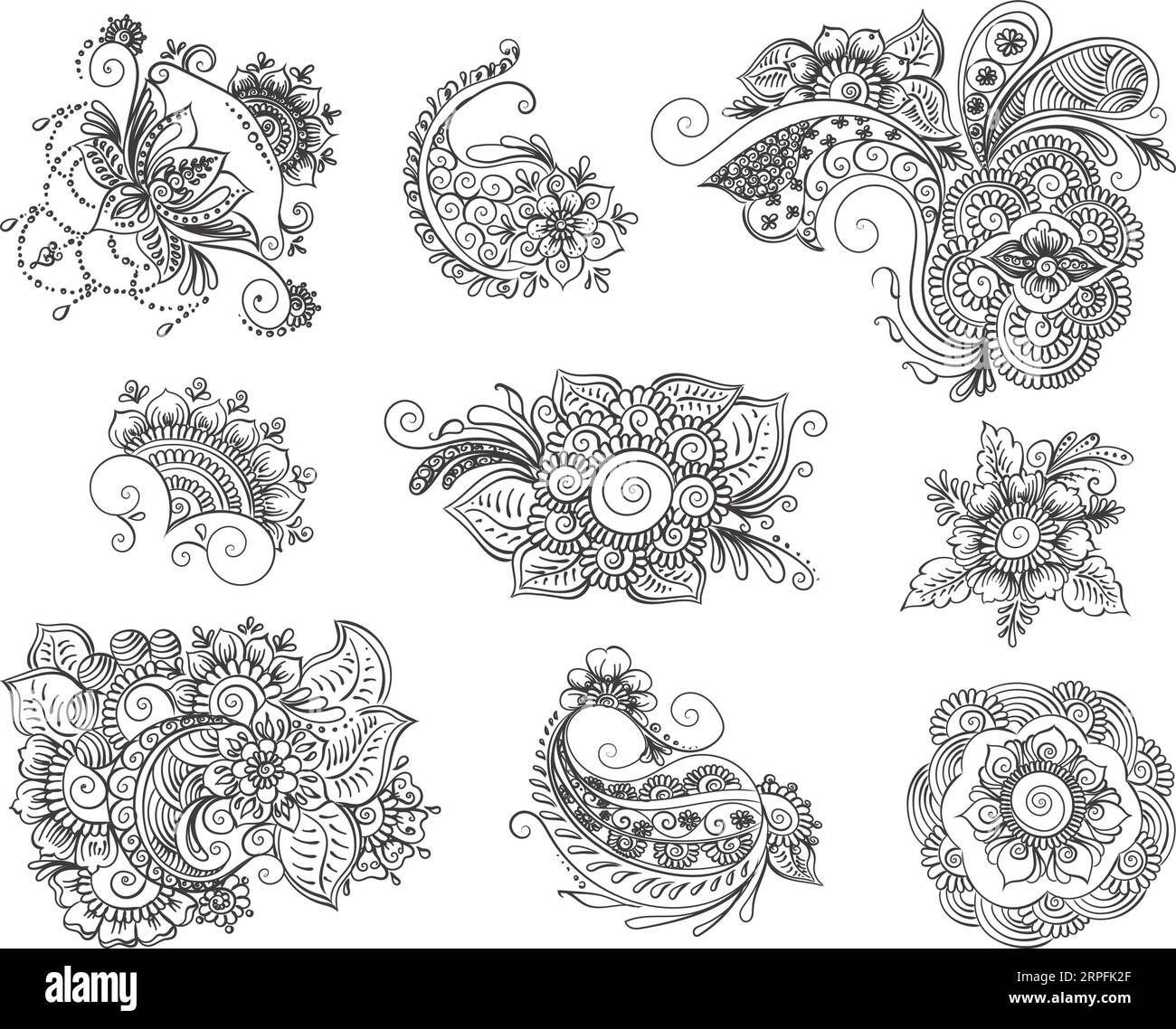 Tattoo henna element set Royalty Free Vector Image Stock Vector Image