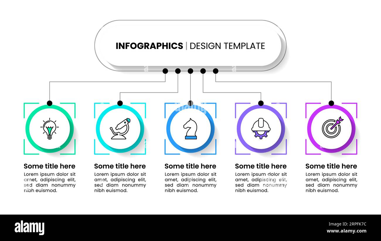 Infographic template with icons and 5 options or steps. Squares . Can ...