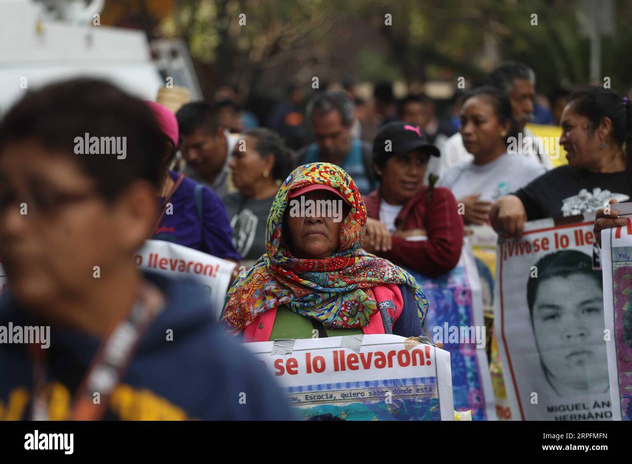 September 25, 2019: EUM20190925NAC03.JPG.CIUDAD DE MEXICO, Protests/Protestas-Ayotzinapa.- Aspectos de una manifestacion de los familiares de los 43 estudiantes desaparecidos de la Escuela Normal Rural de Ayotzinapa Isidro Burgos, quienes se presentaron en la Fiscalia General de la Republica FGR para exigir que se agilicen las investigaciones, a cinco anos de su desaparicion. 25 septiembre 2019. Foto: Agencia EL UNIVERSAL/German Espinosa/AFBV Credit Image:  via ZUMA Press Latino News - September 25, 2019 ElxNuevoxDias PUBLICATIONxNOTxINxCHN END20190927000000006.jpg Stock Photo