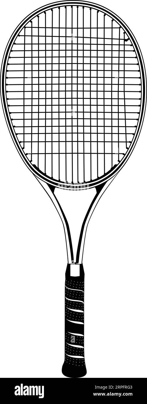 Tennis racket black silhouette isolated Royalty Free Vector Stock