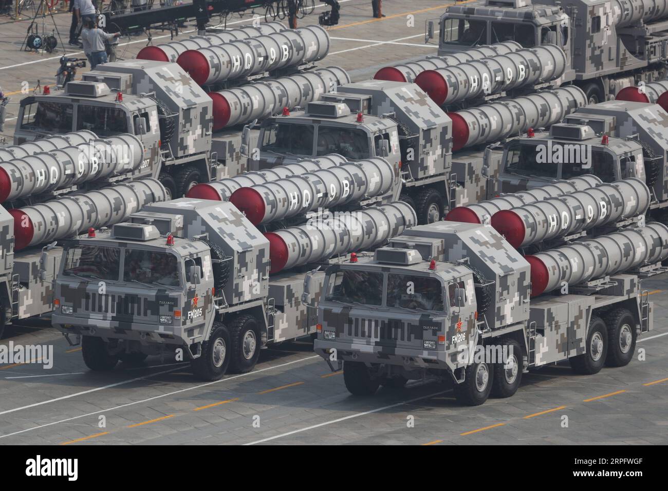 191001 -- BEIJING, Oct. 1, 2019 -- A formation of air defense missiles takes part in a military parade during the celebrations marking the 70th anniversary of the founding of the People s Republic of China PRC in Beijing, capital of China, Oct. 1, 2019.  PRC70YearsCHINA-BEIJING-NATIONAL DAY-CELEBRATIONS CN JiangxHongjing PUBLICATIONxNOTxINxCHN Stock Photo