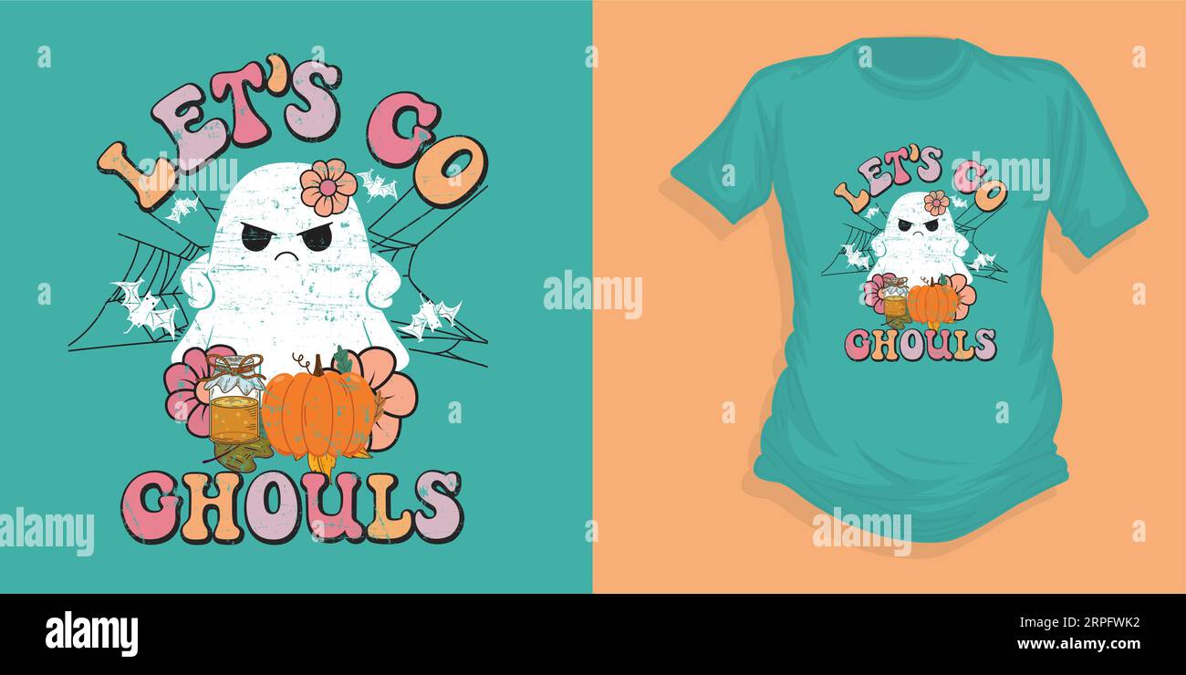 Let's go ghouls, Halloween t shirt design, Halloween t shirt, halloween vector, Typography t shirt, Stock Vector