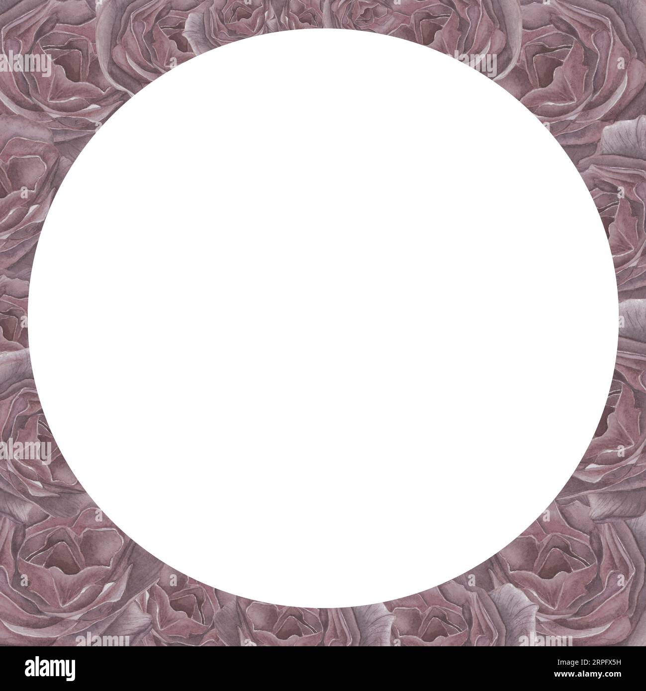 Round frame of roses watercolor illustration. Isolated on white ...