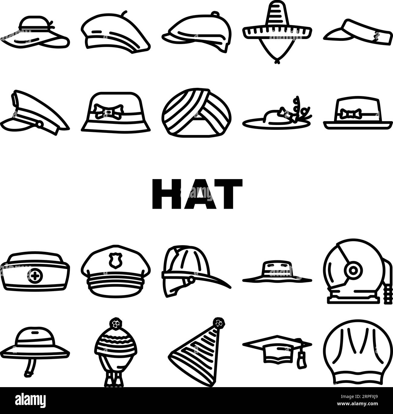 hat cap white head icons set vector Stock Vector Image & Art - Alamy