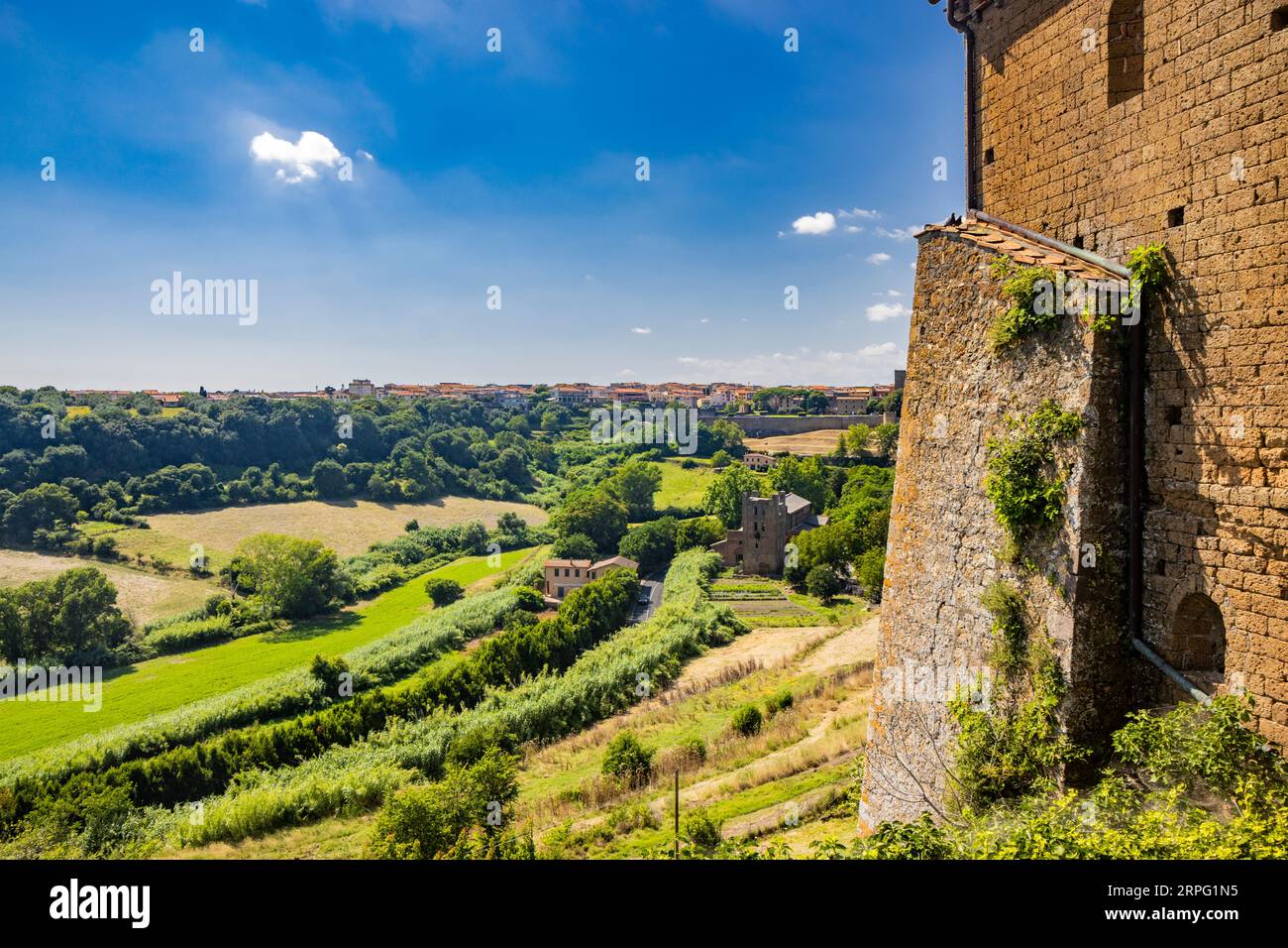 Tuscania, Viterbo, Lazio. A view of the ancient medieval village of Tuscania, city of the Etruscans, from the top of the hill that rises in front of t Stock Photo