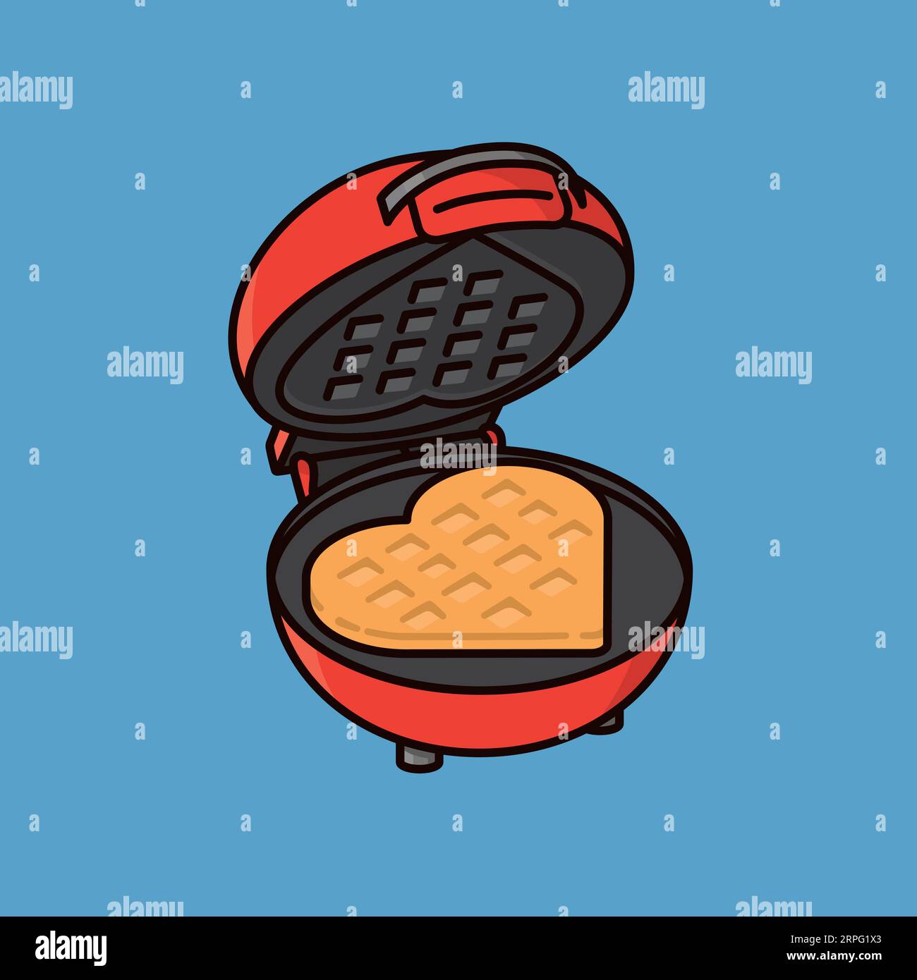 Waffle iron with heart shaped waffle vector illustration for Waffle