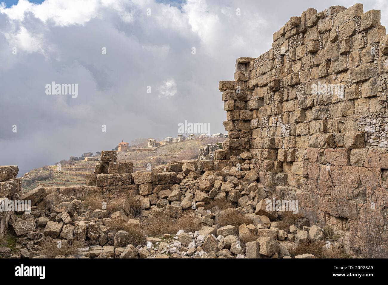 Rock formations in Faqra, Lebanon Stock Photo