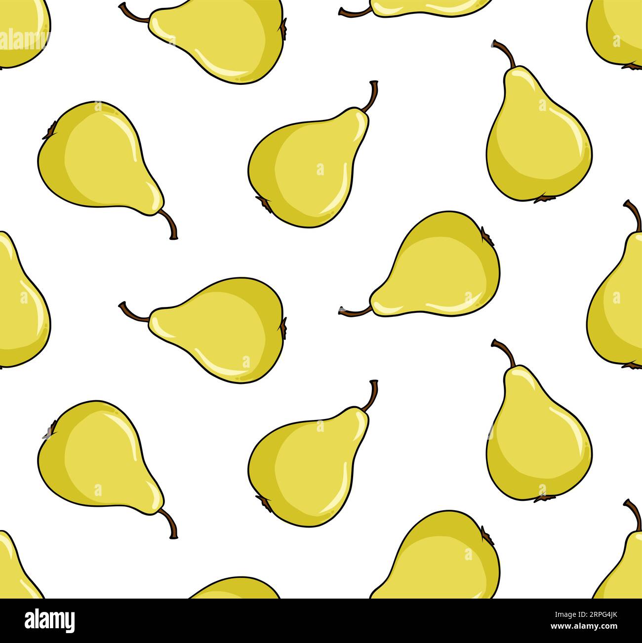 Seamless pattern with yellow pears on white background. Vector ...