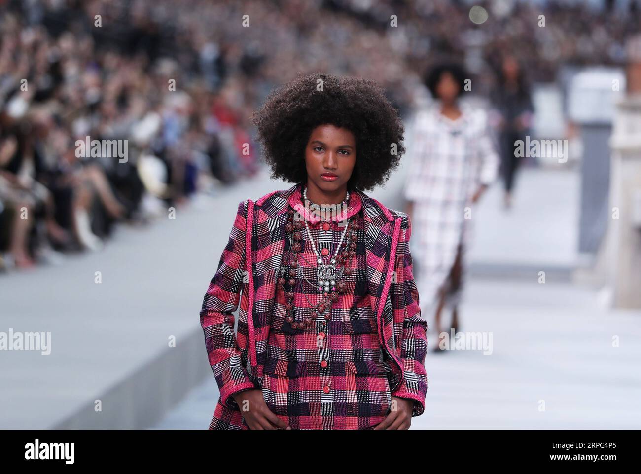 191002 -- PARIS, Oct. 2, 2019 -- A model presents creations of French  fashion house Chanel as part of its Spring/Summer 2020 women s  ready-to-wear collection show during Paris Fashion Week in