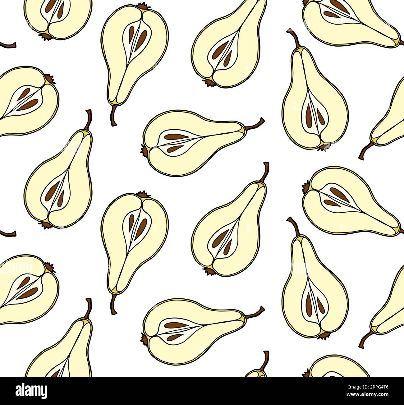 Seamless pattern with yellow pears on white background. Vector ...