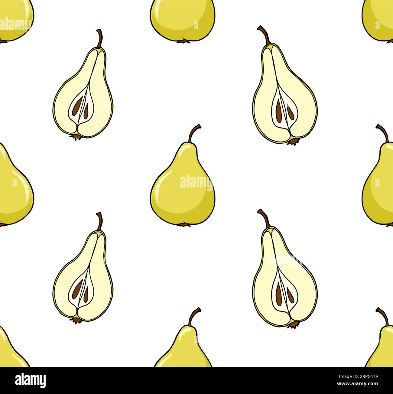 Seamless pattern with yellow pears on white background. Vector ...