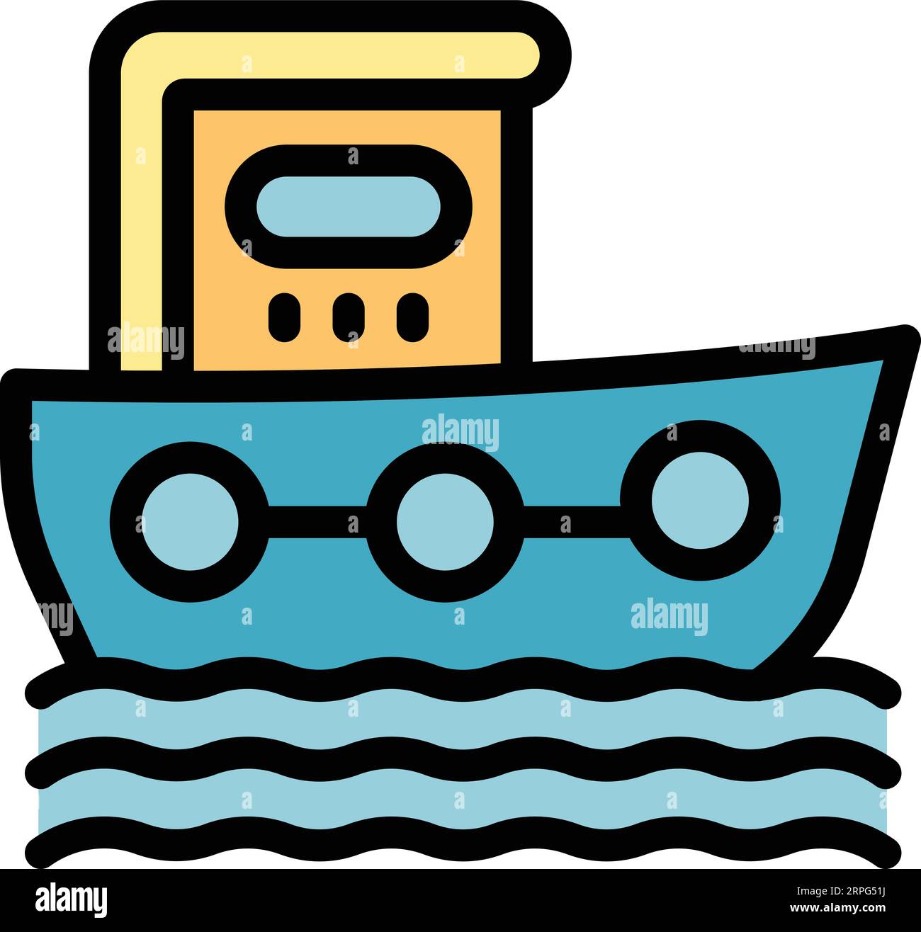 Sea ship icon outline vector. Guard coast. Rescue boat color flat Stock