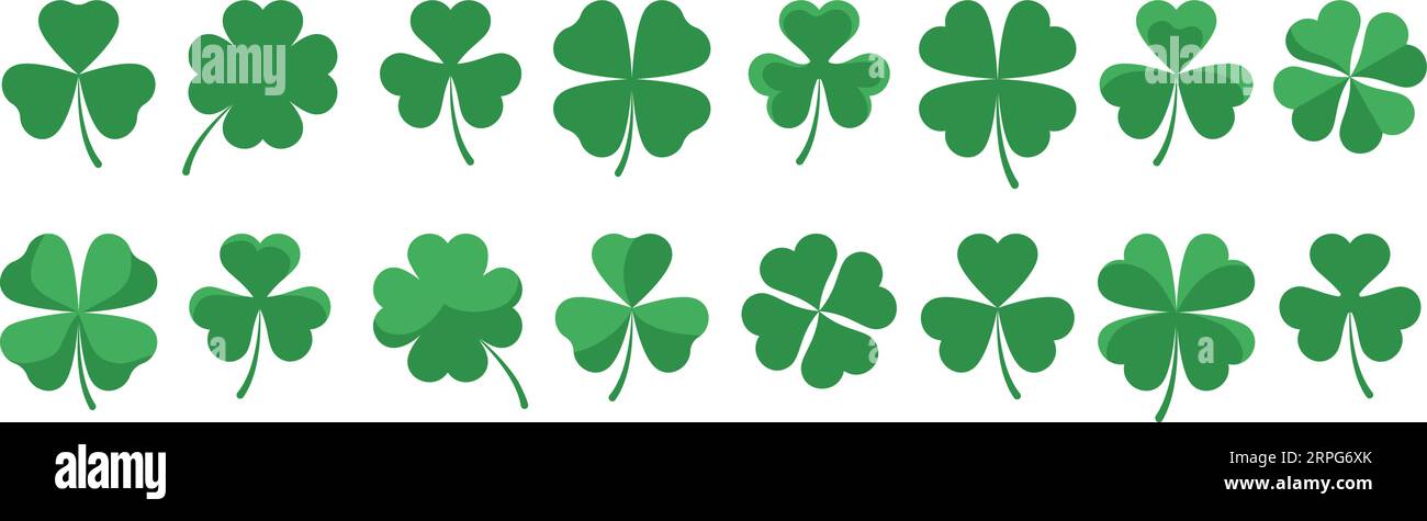 Green clover leaf set Stock Vector Image & Art - Alamy