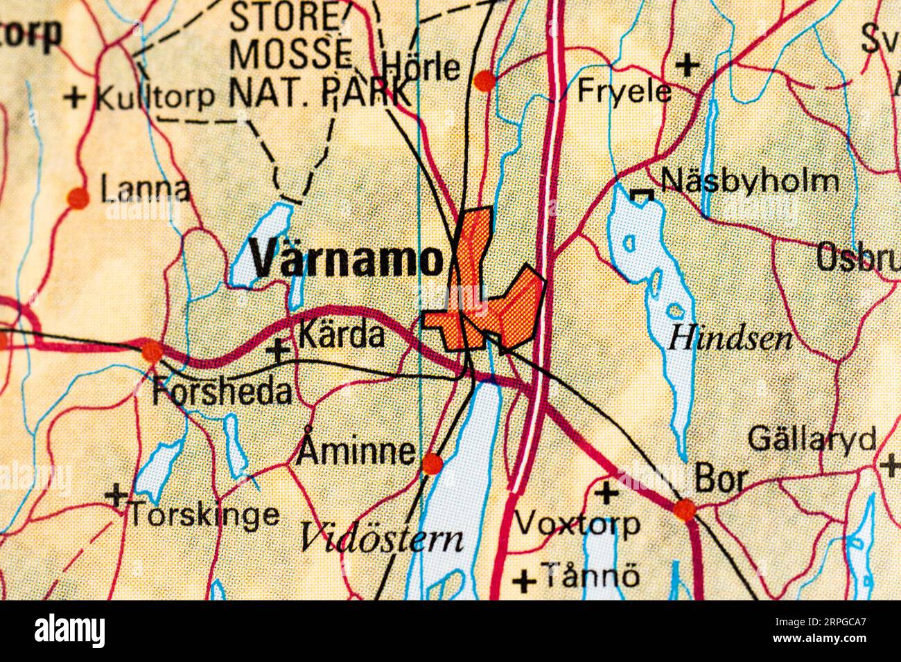 Atlas map of Värnamo Stock Photo - Alamy