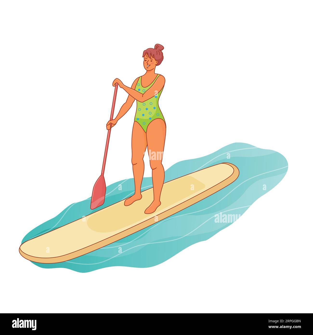 Standing woman is paddling with paddle board Vector Image Stock Vector ...