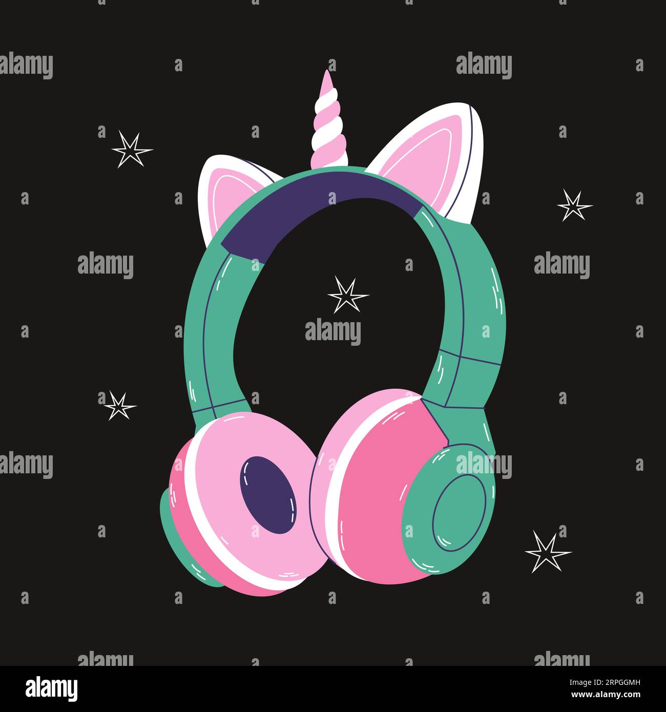 Cute eared headphones pink wireless music gadget Vector Image