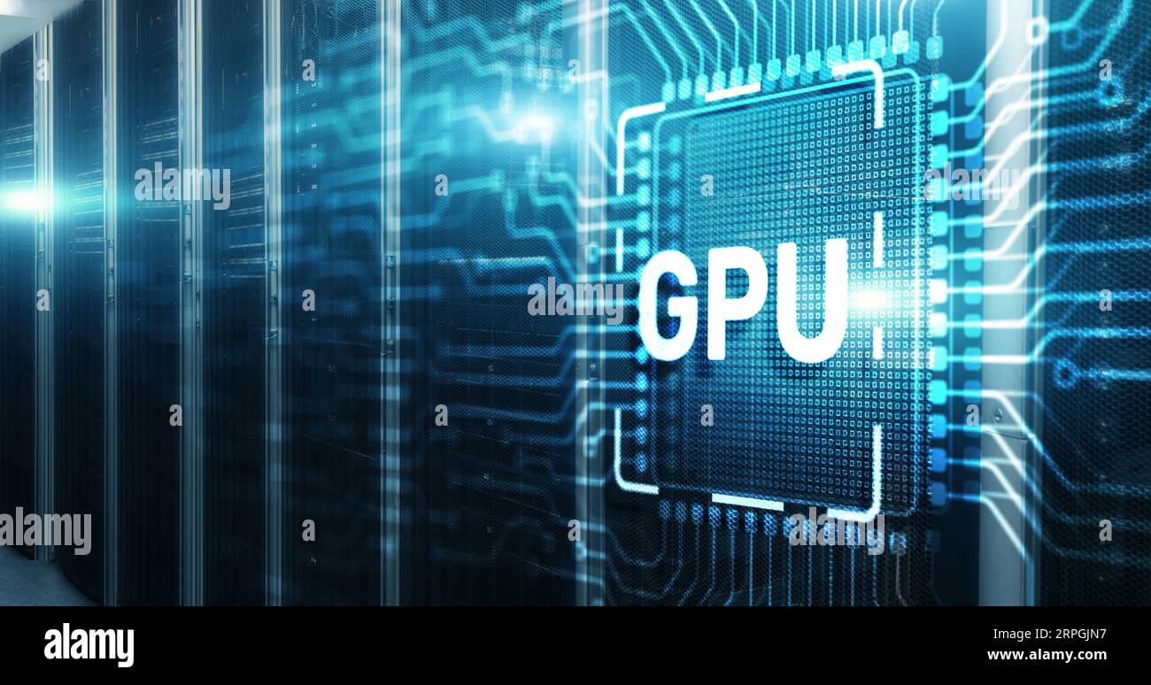 GPU Graphic Processor Hardware Tech. 3d Electronic Circuit Board Chip. Stock Photo