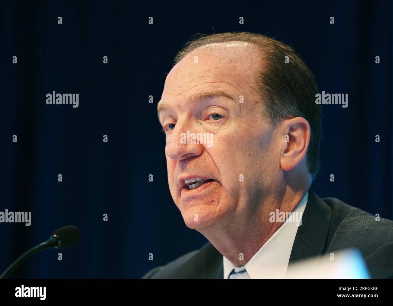 191018 -- WASHINGTON, Oct. 18, 2019 -- World Bank President David Malpass speaks during a press conference in Washington Oct. 17, 2019. Allowing market to play a bigger role in China s economy in the past few decades has led to a dramatic development that pulled hundreds of millions of people out of poverty, said the World Bank chief on Thursday, which marks the International Day for the Eradication of Poverty.  U.S.-WASHINGTON-DAVID MALPASS-WORLD BANK-PRESS CONFERENCE LiuxJie PUBLICATIONxNOTxINxCHN Stock Photo