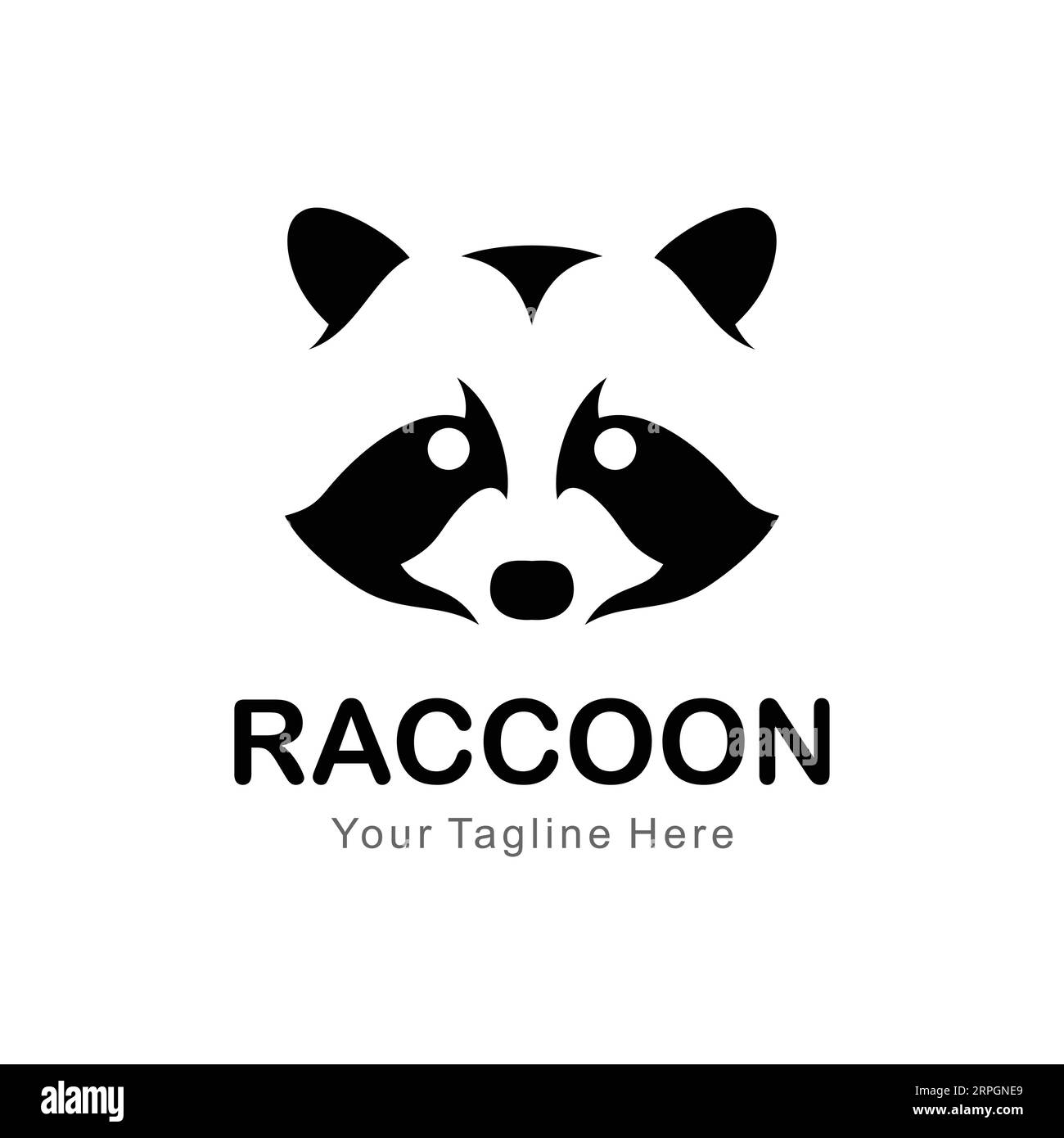 Raccoon head flat style logo Royalty Free Vector Image Stock Vector