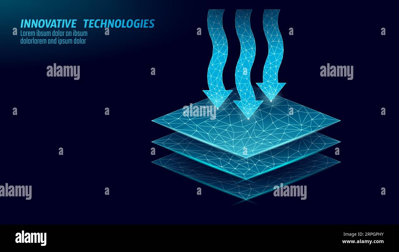 Low poly model breathable fabric technology. Blue wire mesh futuristic