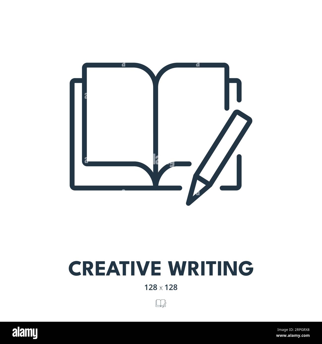 Creative Writing Icon. Writer, Author, Creativity. Editable Stroke. Simple Vector Icon Stock Vector