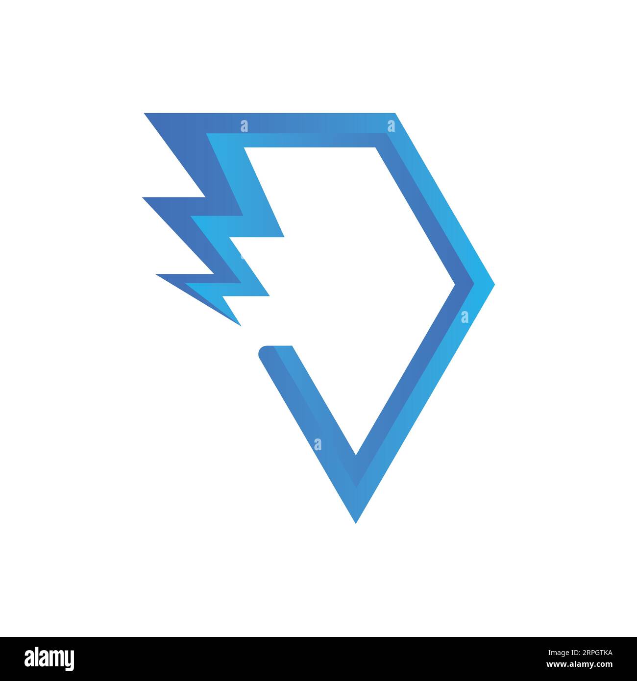 Initial Letter D with Bolt Logo Design Electric D Stock Vector