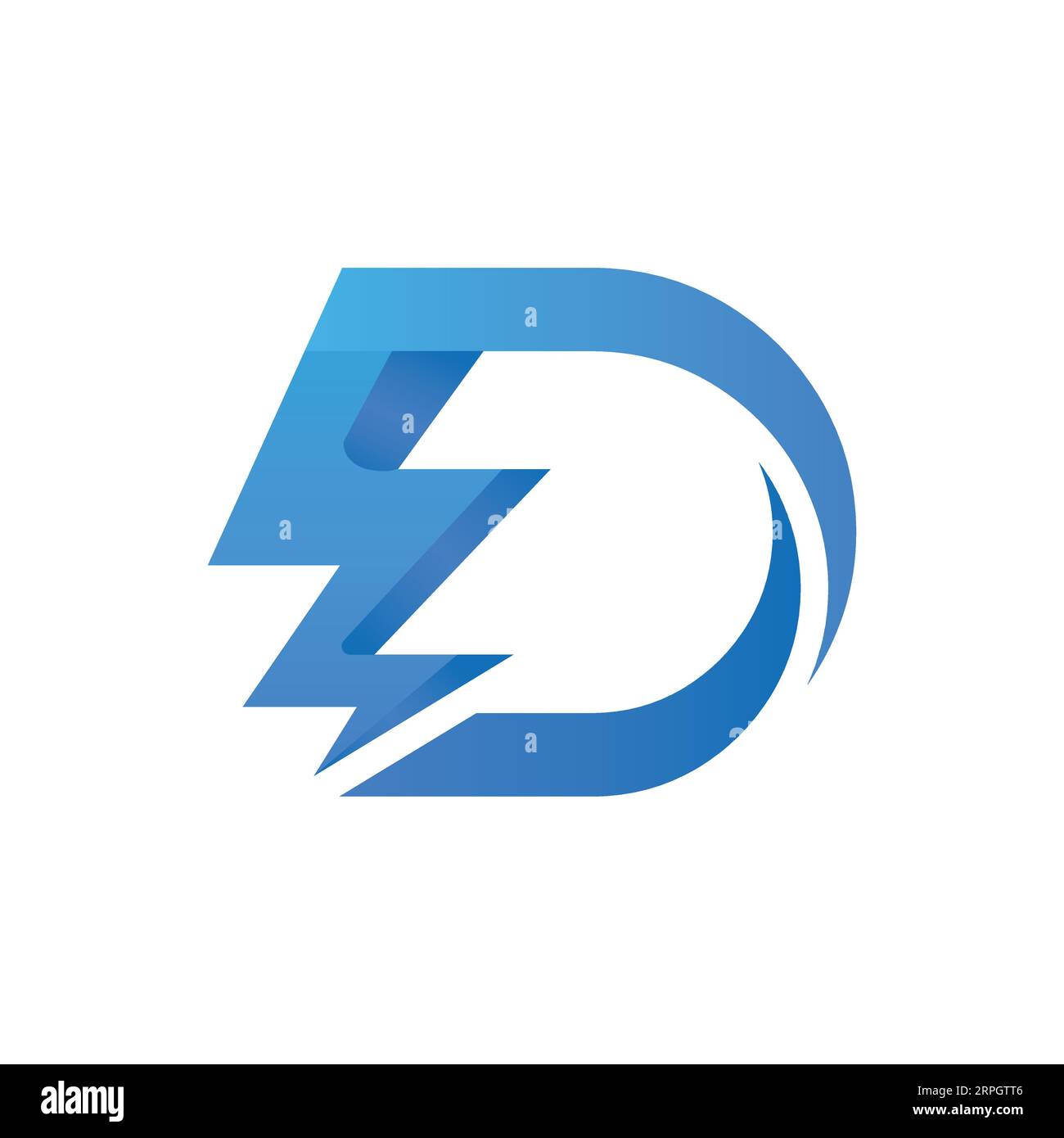 Initial Letter D with Bolt Logo Design Electric D Stock Vector Image