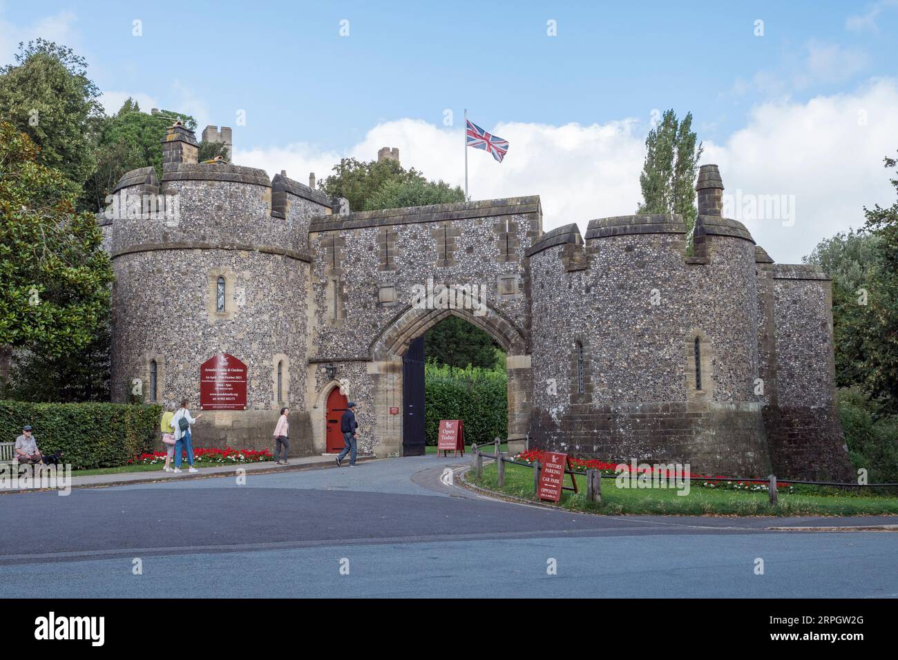 The main entrance to Arundel Castle, Arundel, West Sussex, UK. Stock Photo