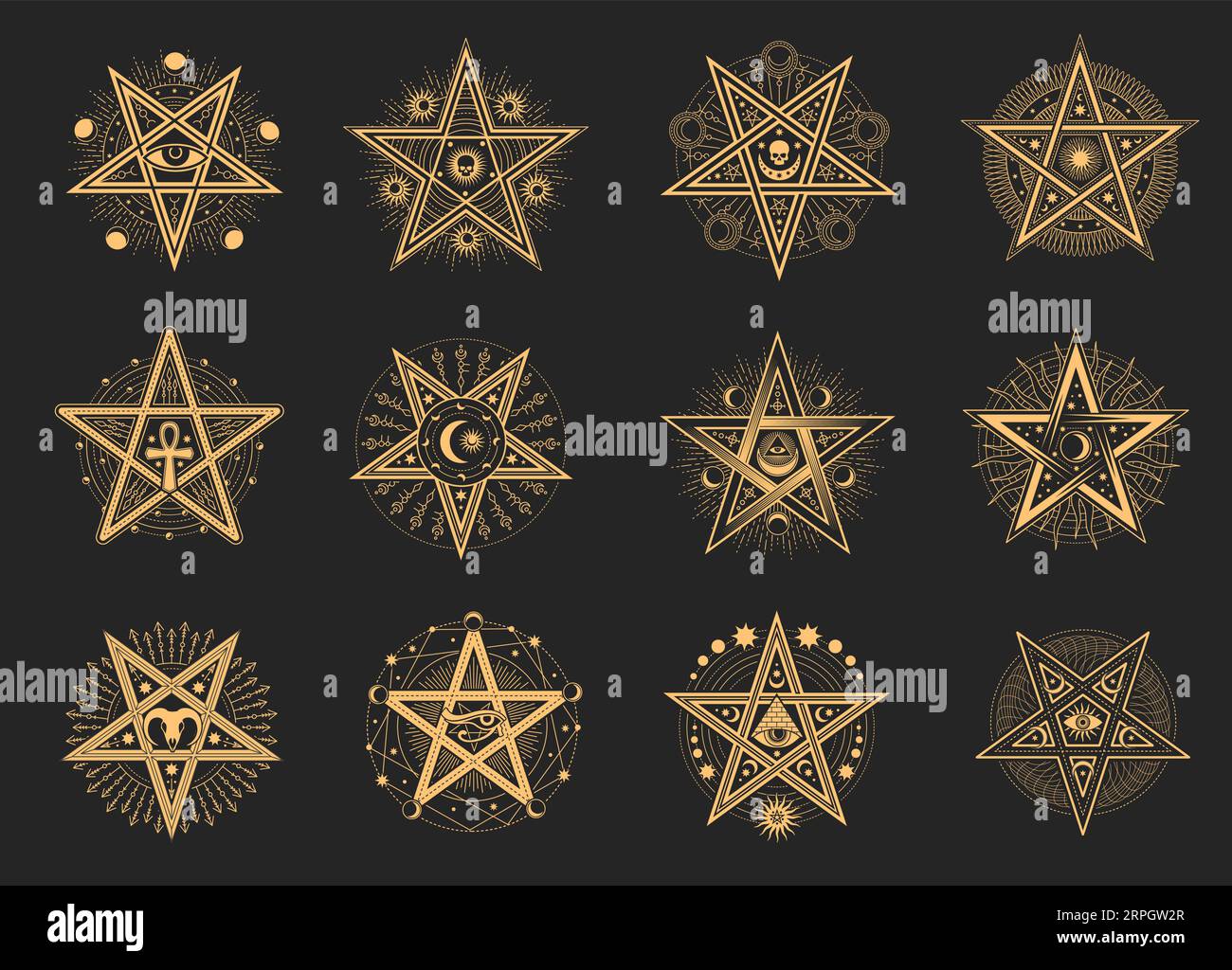 Stylish Pentagram With Goat Skulls And Star Rays Stock Illustration -  Download Image Now - Pentagram, Heavy Metal, Goat - iStock