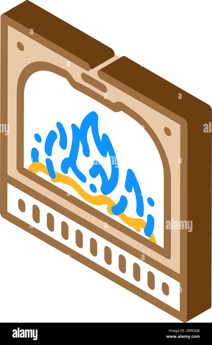 fireplace gas service isometric icon vector illustration Stock Vector