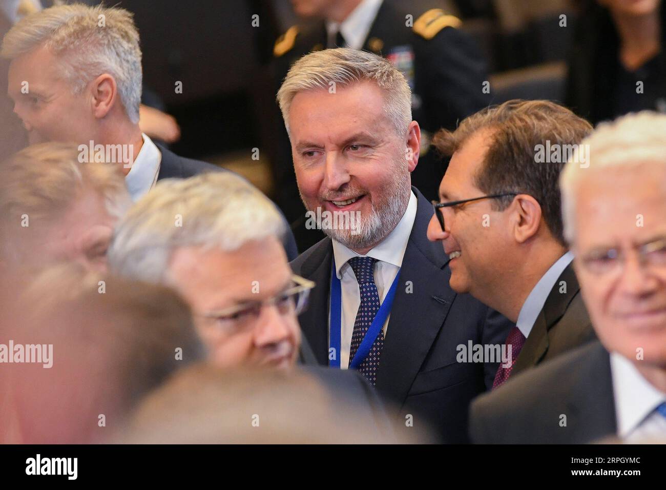 191024 -- BRUSSELS, Oct. 24, 2019 -- Italian Defense Minister Lorenzo Guerini 3rd R attends the Meeting of the North Atlantic Council at Defense Ministers session at the NATO headquarters in Brussels, Belgium, on Oct. 24, 2019. Photo by /Xinhua BELGIUM-BRUSSELS-NATO-DM-MEETING RICCARDOxPAREGGIANI PUBLICATIONxNOTxINxCHN Stock Photo