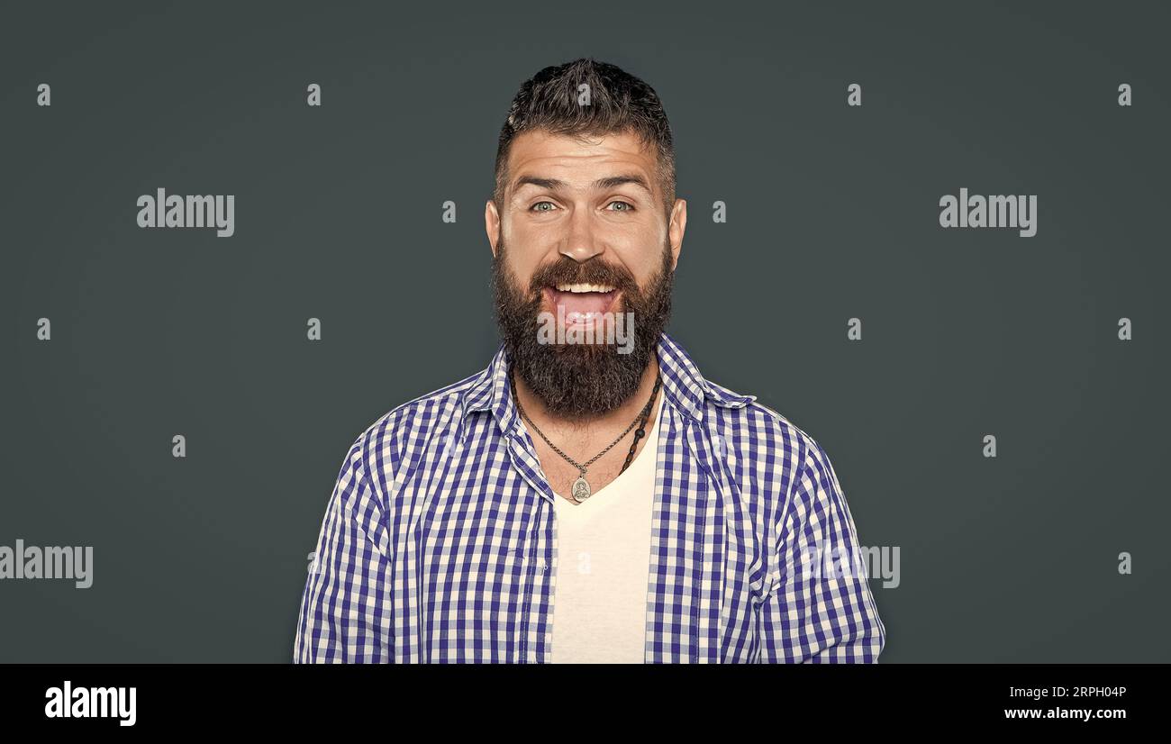 Amazed man wear checkered hi-res stock photography and images - Alamy