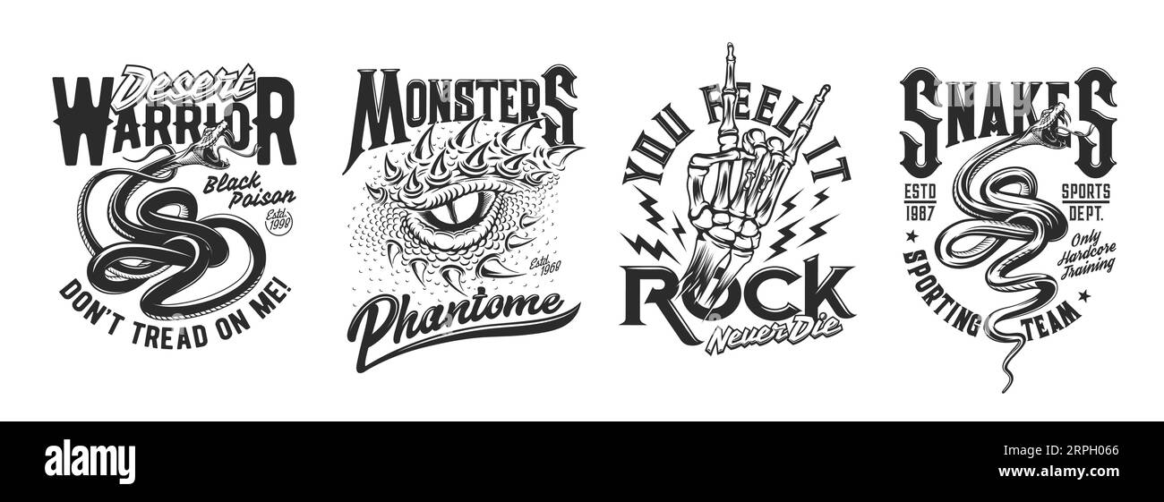 Rock and roll t-shirt design hand of skeleton Vector Image