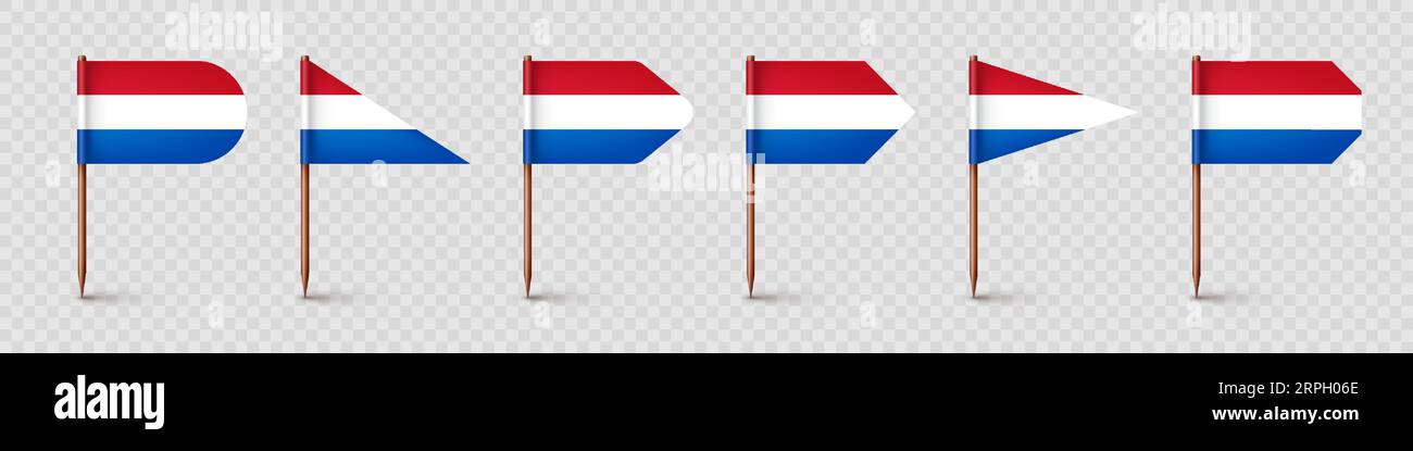 Realistic various Dutch toothpick flags. Souvenir from Netherlands ...