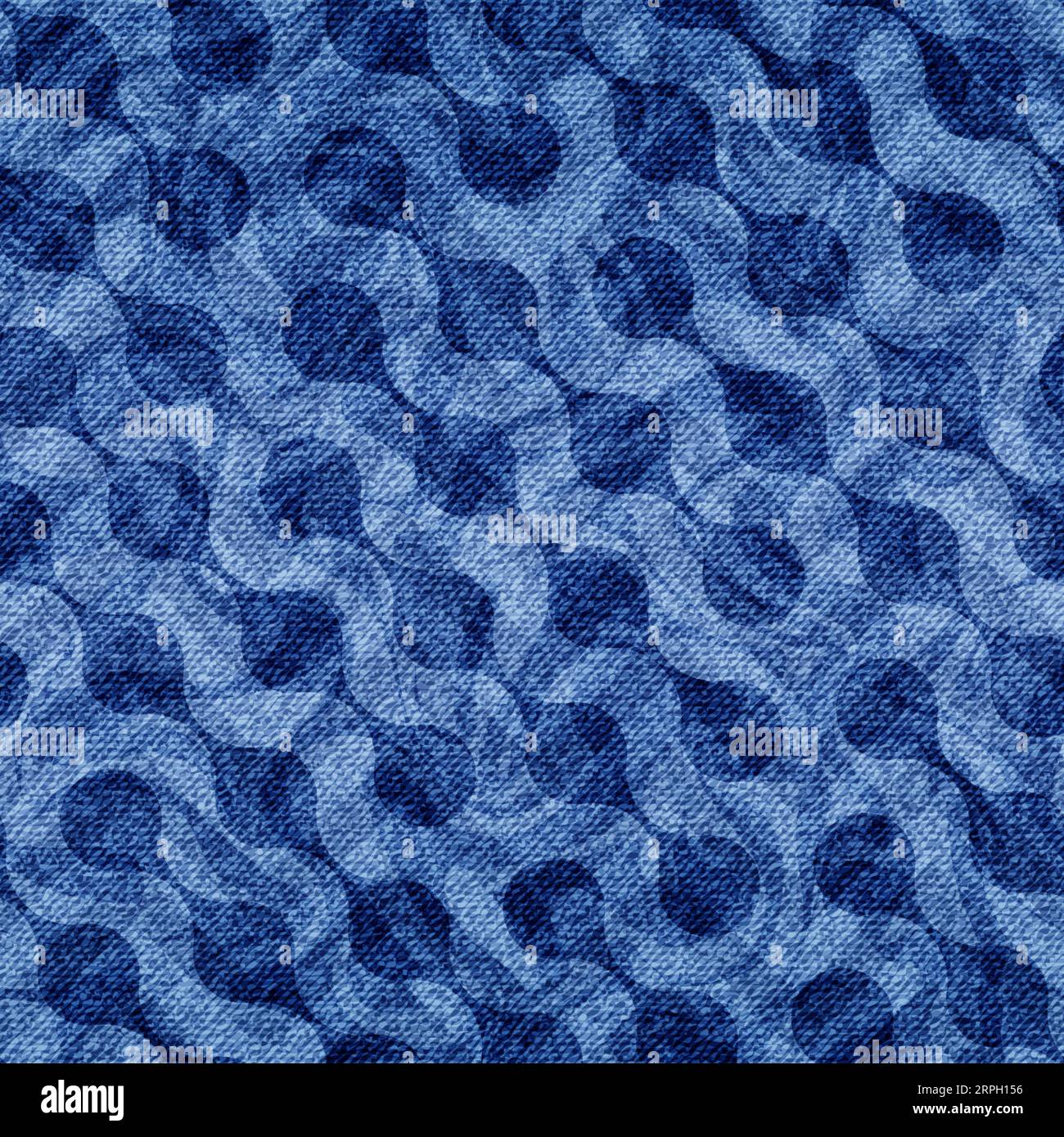 Abstract seamless pattern. Repeating fades blue denim background for prints. Repeated faded distress circle jean fabric. Chambray fadew dot textile Stock Vector