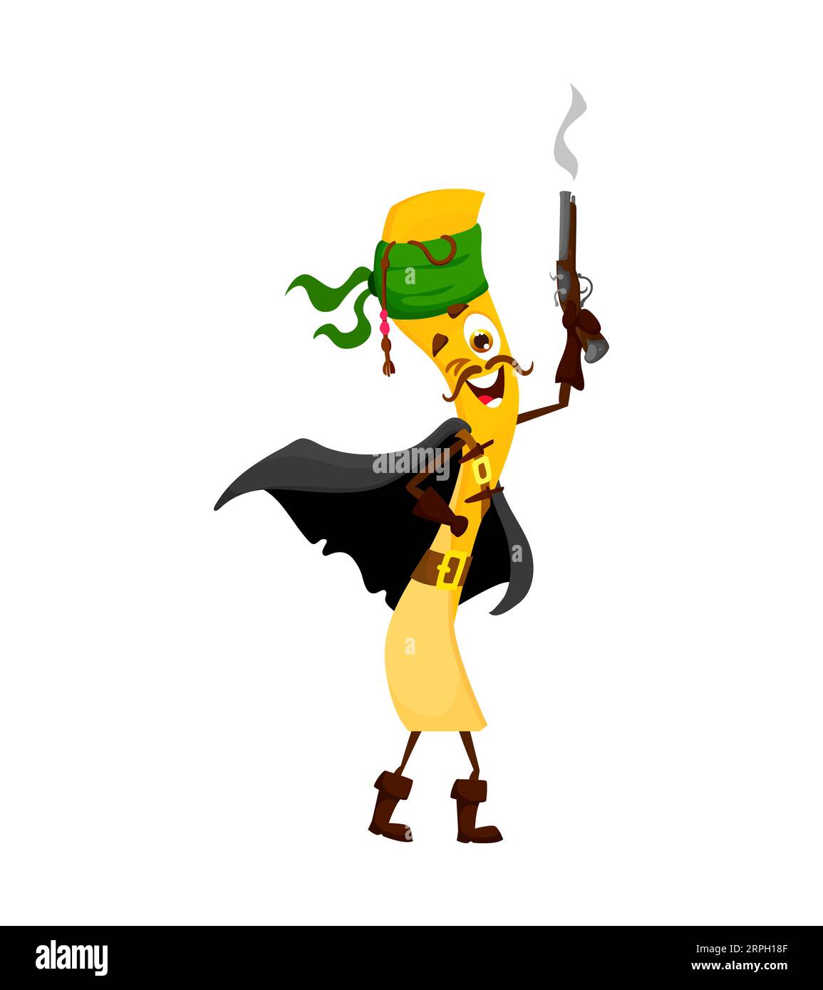 Cartoon fettuccine italian pasta pirate or corsair character. Isolated  vector traditional noodle armed with a gun, sailing the culinary seas,  ready to protect treasure and ensure delicious pasta feast Stock Vector  Image