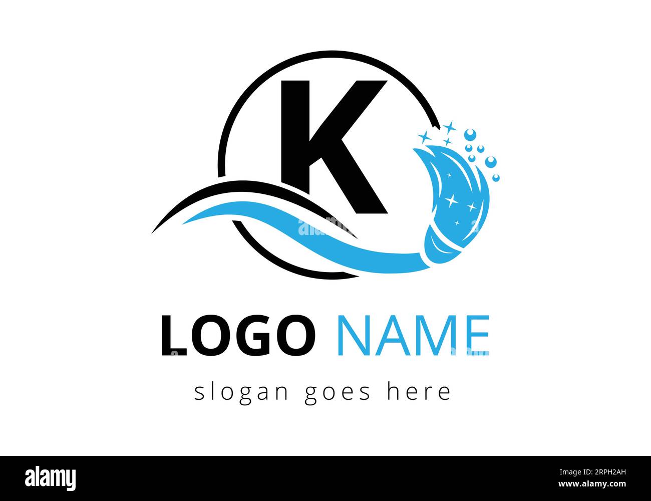 Letter K cleaning service logo design template Stock Vector Image & Art