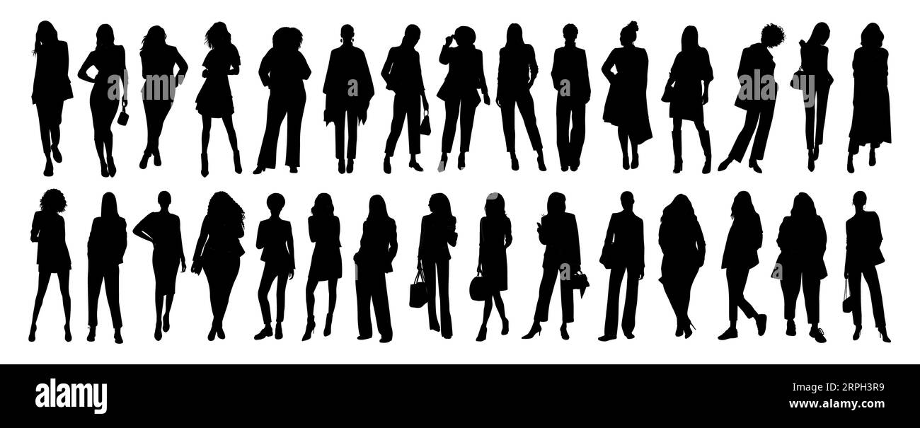 Set of different business women vector Silhouette Stock Vector Image ...