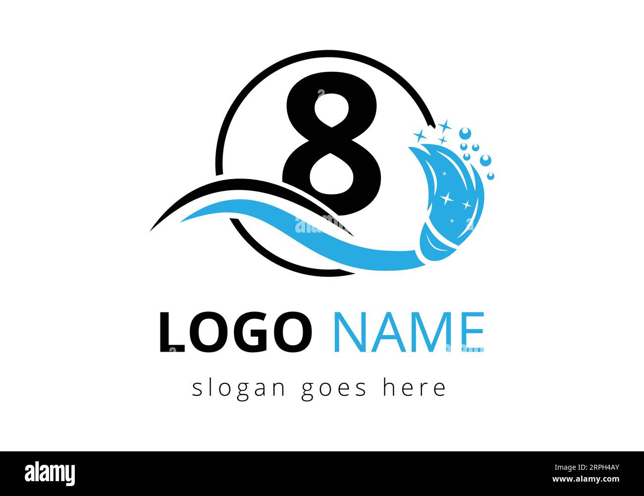 Letter 8 cleaning service logo design template Stock Vector
