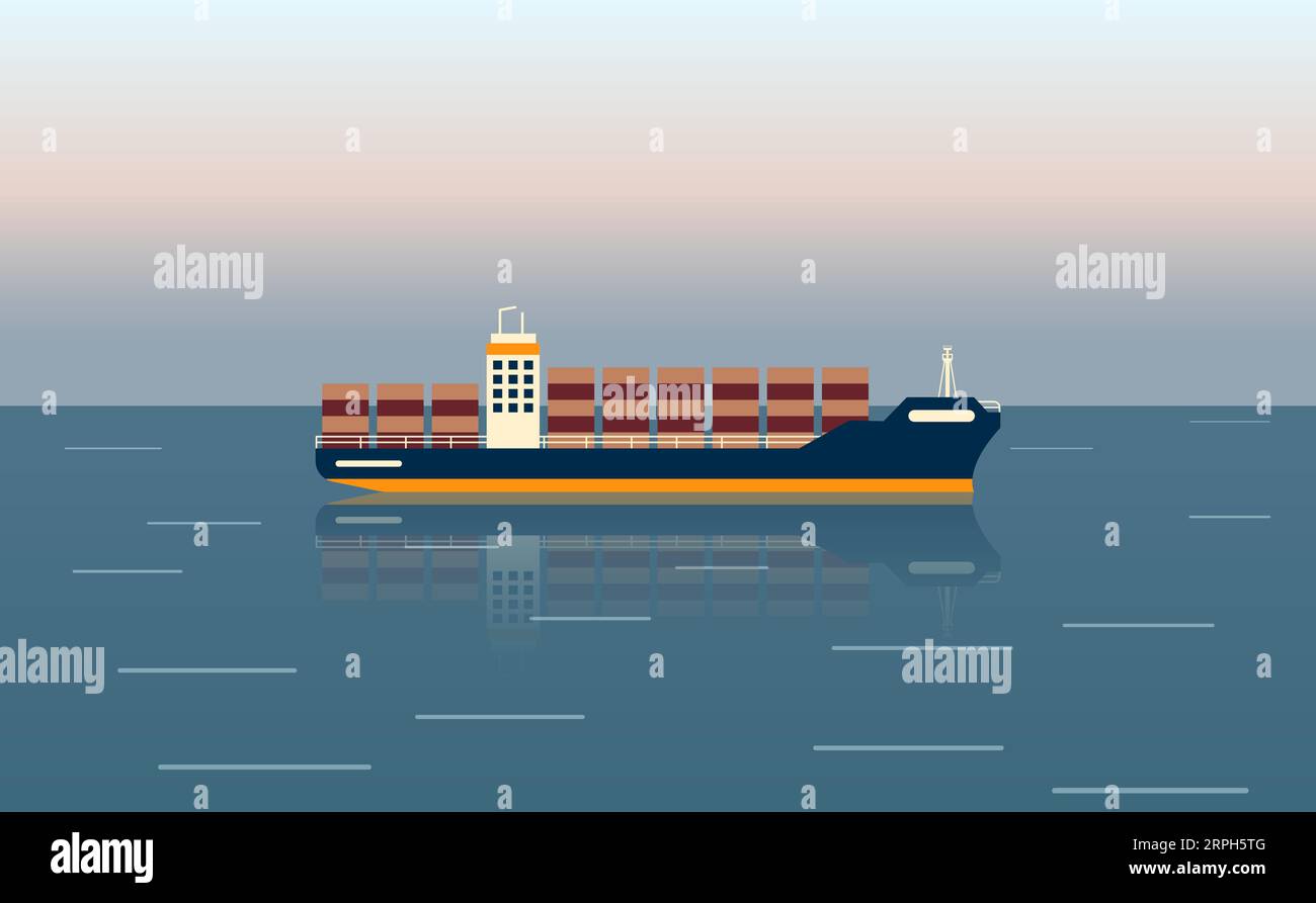 Container ship with tug Stock Vector Images - Alamy
