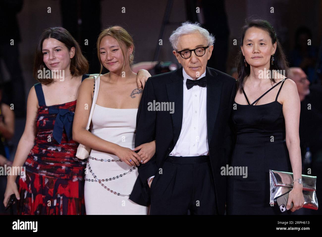 Venice, Italy. 04th Sep, 2023. Woody Allen with his wife Soon-Yi Previn and kids Bechet Allen and Manzie Tio Allen attending the Coup De Chance Premiere as part of the 80th Venice Film Festival (Mostra) in Venice, Italy on September 04, 2023. Photo by Aurore Marechal/ABACAPRESS.COM Credit: Abaca Press/Alamy Live News Stock Photo