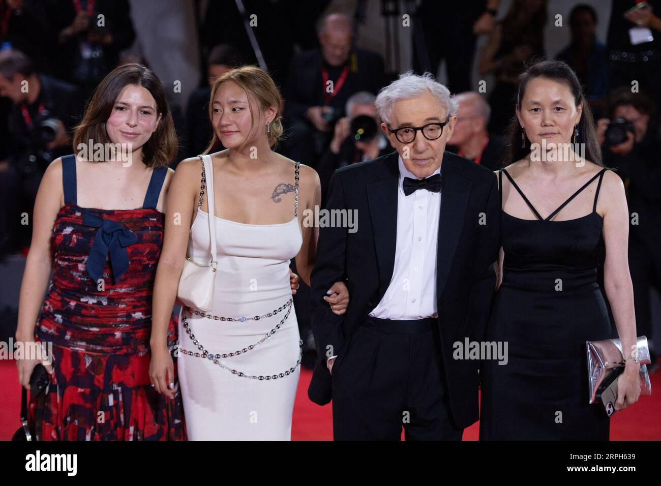 Venice, Italy. 04th Sep, 2023. Woody Allen with his wife Soon-Yi Previn and kids Bechet Allen and Manzie Tio Allen attending the Coup De Chance Premiere as part of the 80th Venice Film Festival (Mostra) in Venice, Italy on September 04, 2023. Photo by Aurore Marechal/ABACAPRESS.COM Credit: Abaca Press/Alamy Live News Stock Photo