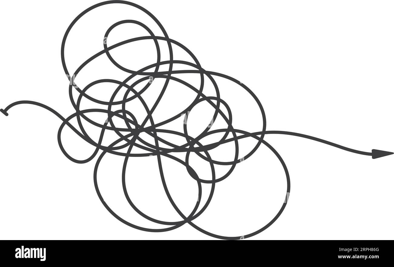 Tangled line arrow. Chaotic direction pointer icon Stock Vector Image ...
