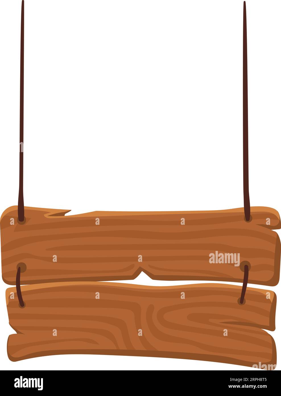 Hanging signboard template. Cartoon wooden plank board Stock Vector