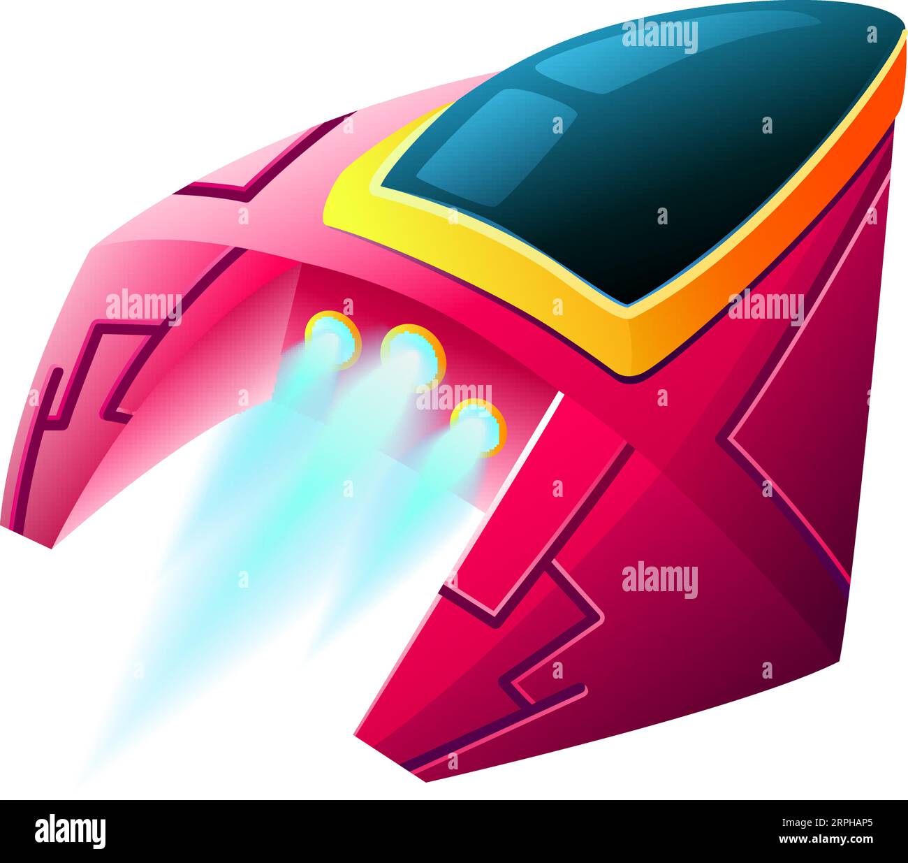 Futuristic transport. Cartoon spaceship. Space game icon Stock Vector
